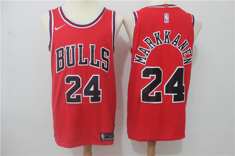  NBA Chicago Bulls #24 Lauri Markkanen Jersey 2017 18 New Season Red Jersey