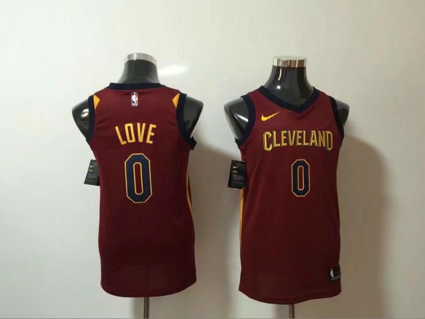  NBA Cleveland Cavaliers #0 Kevin Love Jersey 2017 18 New Season Wine Red women dress