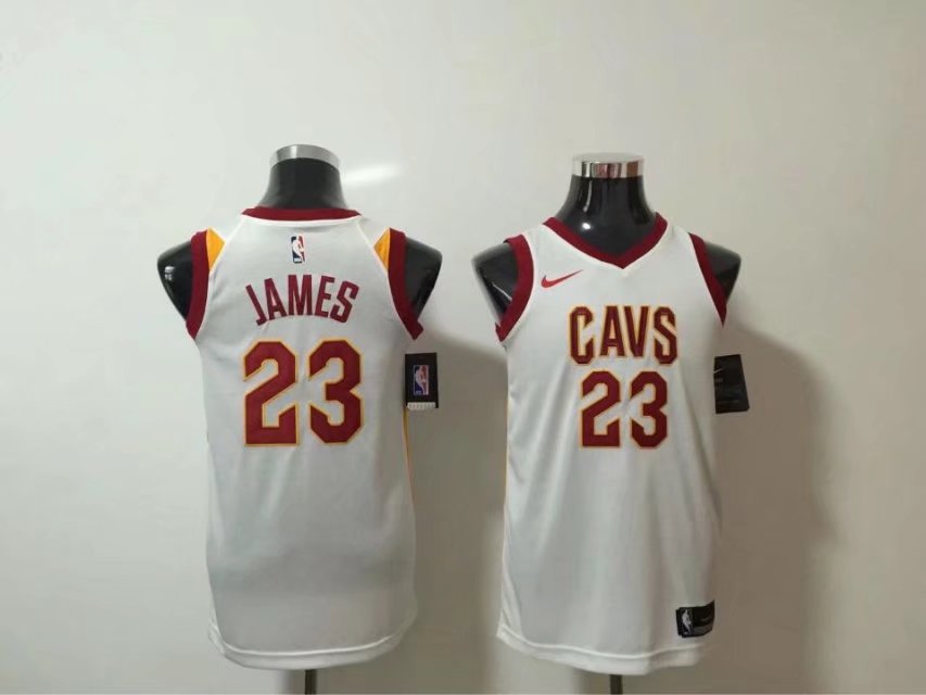  NBA Cleveland Cavaliers #23 LeBron James Jersey 2017 18 New Season White women dress