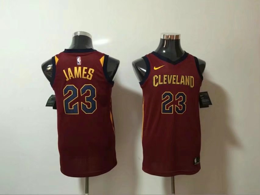  NBA Cleveland Cavaliers #23 LeBron James Jersey 2017 18 New Season Wine Red women dress