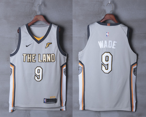  NBA Cleveland Cavaliers #9 Dwyane Wade Jersey 2017 18 New Season City Edition Grey Jersey