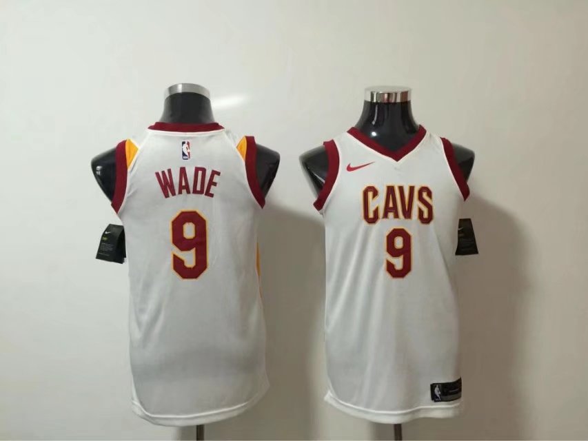  NBA Cleveland Cavaliers #9 Dwyane Wade Jersey 2017 18 New Season Wine White  women dress