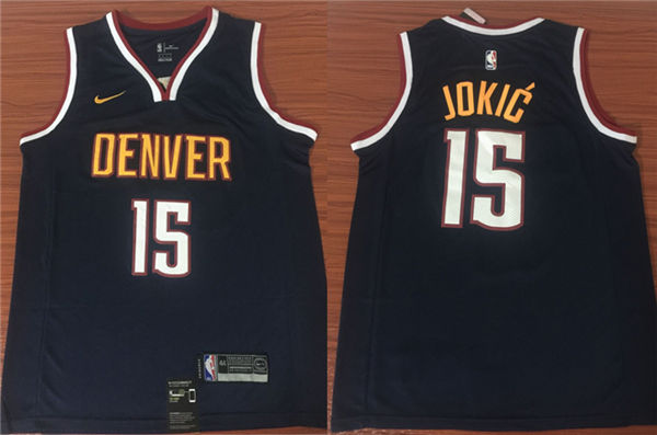  NBA Denver Nuggets #15 Nikola Jokic Jersey 2018 19 New Season Dark Blue Jersey