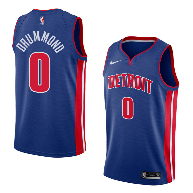  NBA Detroit Pistons #0 Andre Drummond Jersey 2017 18 New Season Blue Jersey