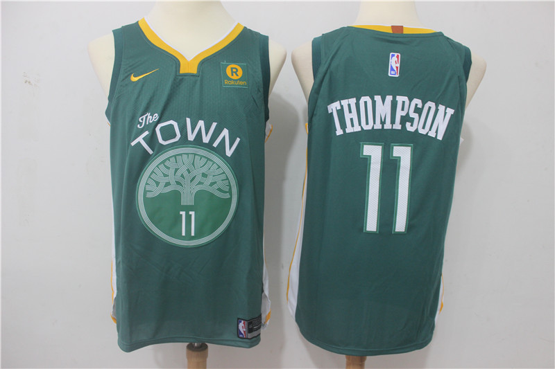  NBA Golden State Warriors #11 Klay Thompson Jersey 2017 18 New Season Throwback Swingman Green Jersey