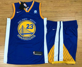  NBA Golden State Warriors #23 Draymond Green Blue 2017 2018  Swingman Rakuten Stitched NBA Jersey With Shorts