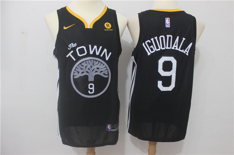  NBA Golden State Warriors #9 Andre Iguodala Jersey 2017 18 New Season Throwback Swingman Black Jersey