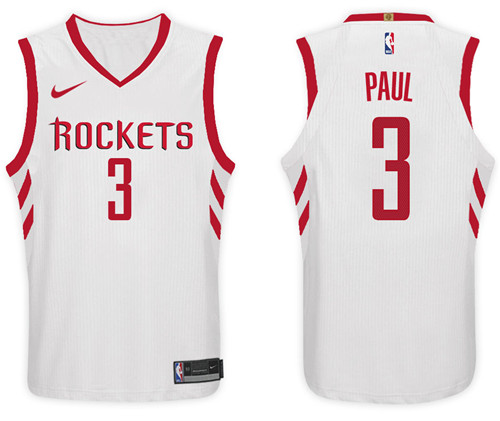  NBA Houston Rockets #3 Chris Paul Jersey 2017 18 New Season White Jersey