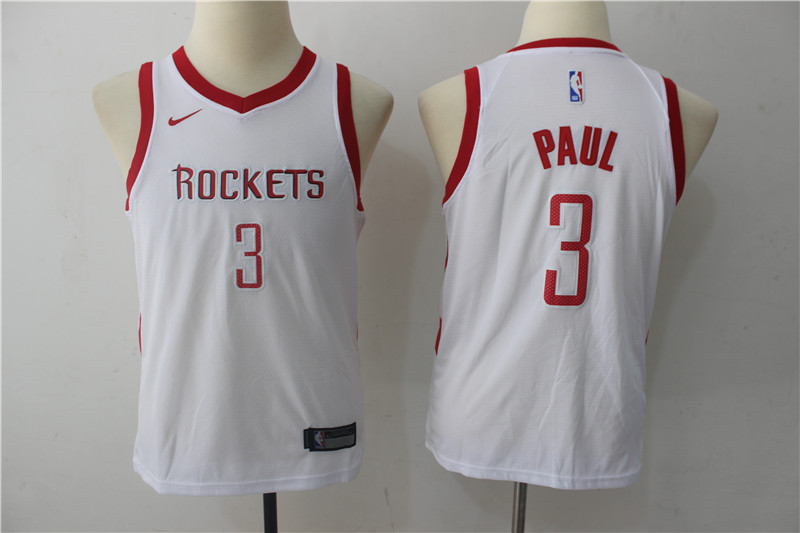  NBA Houston Rockets #3 Chris Paul Youth Jersey 2017 18 New Season White Jersey