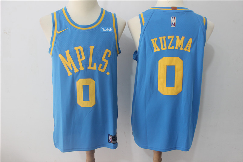  NBA Los Angeles Lakers #0 Kyle Kuzma  New Rev30 Swingman Throwback Blue Jersey