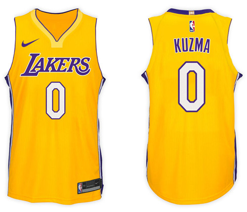  NBA Los Angeles Lakers #0 Kyle Kuzma Jersey 2017 18 New Season Gold Jersey