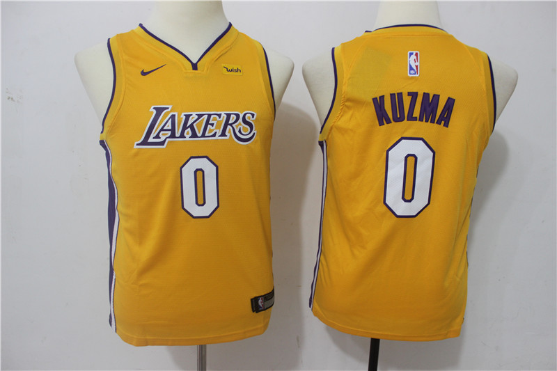  NBA Los Angeles Lakers #0 Kyle Kuzma Youth Jersey 2017 18 New Season Yellow Jersey