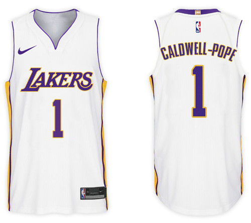  NBA Los Angeles Lakers #1 Kentavious Caldwell Pope Jersey 2017 18 New Season White Jersey