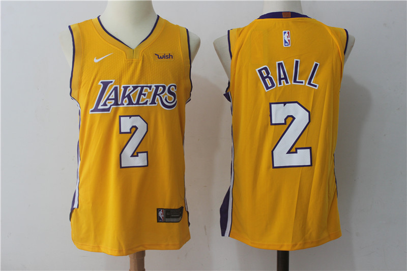  NBA Los Angeles Lakers #2 Lonzo Ball Jersey 2017 18 New Season Gold Jersey