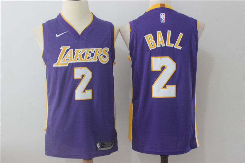  NBA Los Angeles Lakers #2 Lonzo Ball Jersey 2017 18 New Season Purple Jersey