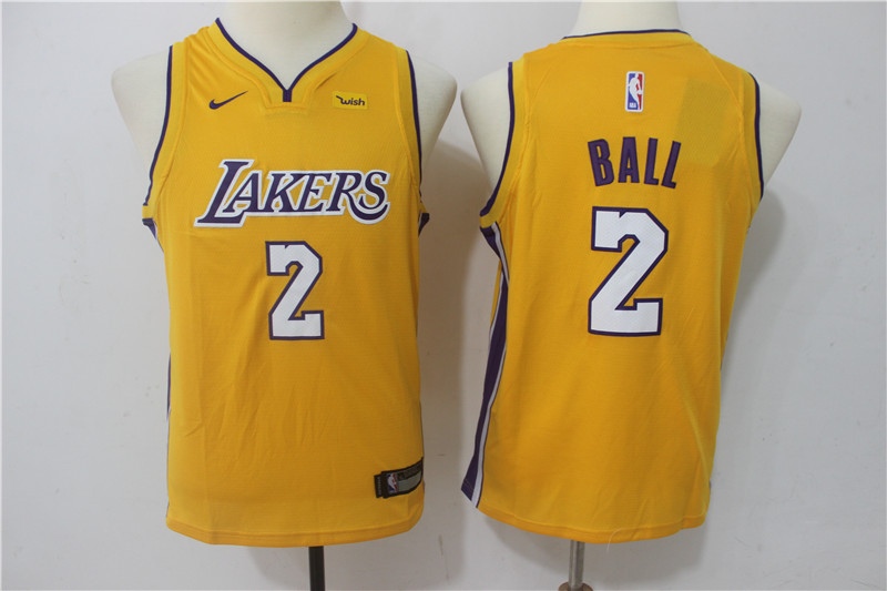  NBA Los Angeles Lakers #2 Lonzo Ball Youth Jersey 2017 18 New Season Gold Jersey