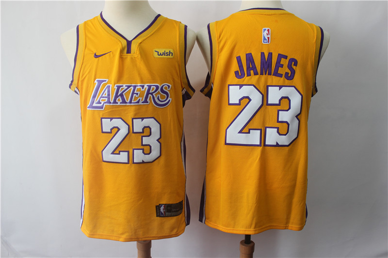  NBA Los Angeles Lakers #23 LeBron James Yellow Jersey