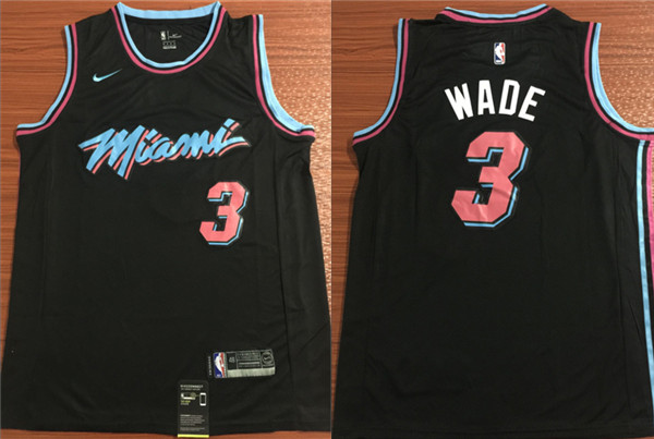  NBA Miami Heat #3 Dwyane Wade Jersey 2018 19 New Season City Edition Black Jersey
