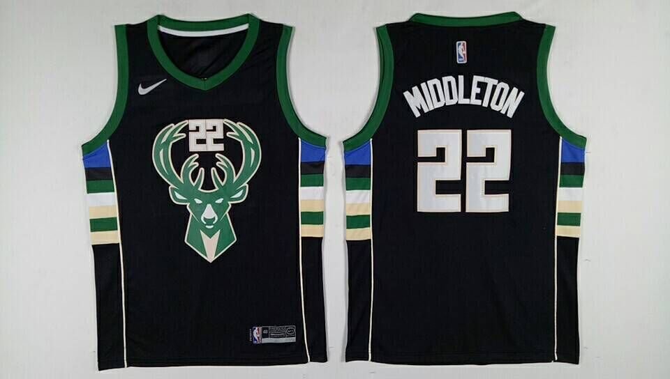  NBA Milwaukee Bucks #22 Khris Middleton Jersey 2017 18 New Season Black Jersey