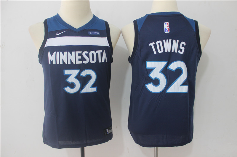  NBA Minnesota Timberwolves #32 Karl Anthony Towns Jersey 2017 18 New Season Blue Youth Jersey