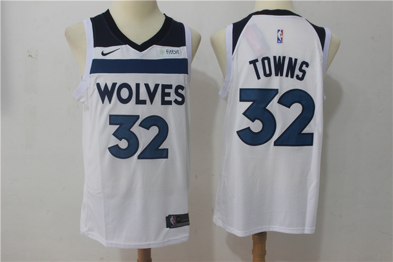  NBA Minnesota Timberwolves #32 Karl Anthony Towns Jersey 2017 18 New Season Wine White Jersey