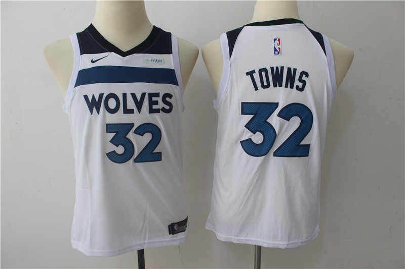  NBA Minnesota Timberwolves #32 Karl Anthony Towns Youth Jersey 2017 18 New Season Wine White Jersey