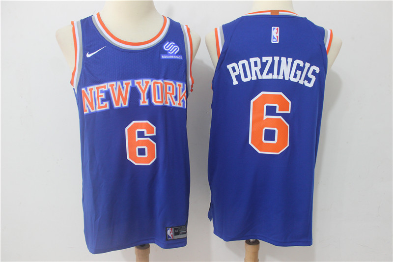  NBA New York Knicks #6 Kristaps Porzingis Jersey 2017 18 New Season Blue Jersey