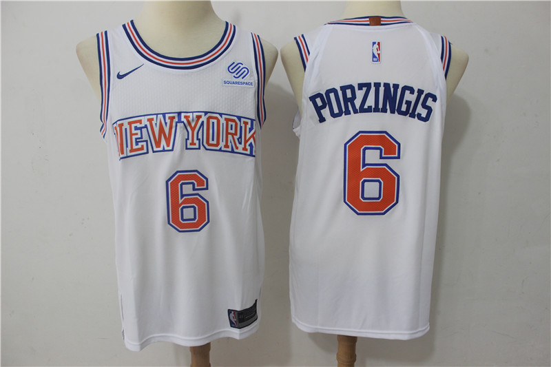 Classic Kristaps Porzingis #6 New York Knicks Basketball Jerseys Stitched Blue 