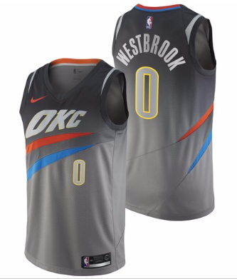  NBA Oklahoma City Thunder #0 Russell Westbrook Jersey 2017 18 New Season  City Edition Gray Jersey