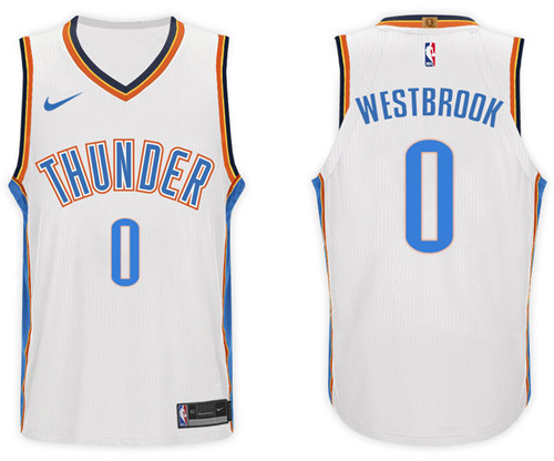  NBA Oklahoma City Thunder #0 Russell Westbrook Jersey 2017 18 New Season White Jersey