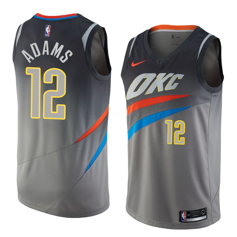  NBA Oklahoma City Thunder #12 Steven Adams Jersey 2017 18 New Season City Edition Gray Jersey