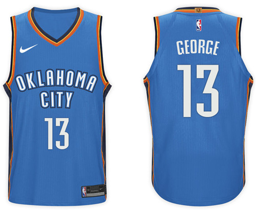  NBA Oklahoma City Thunder #13 Paul George Jersey 2017 18 New Season Blue Jersey