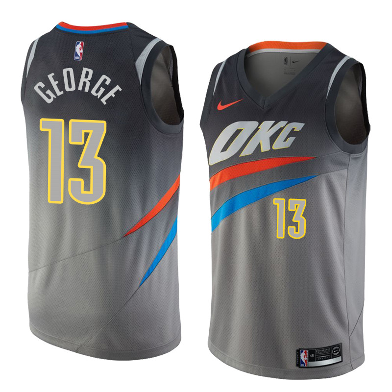  NBA Oklahoma City Thunder #13 Paul George Jersey 2017 18 New Season City Edition Gray Jersey