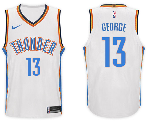  NBA Oklahoma City Thunder #13 Paul George Jersey 2017 18 New Season White Jersey