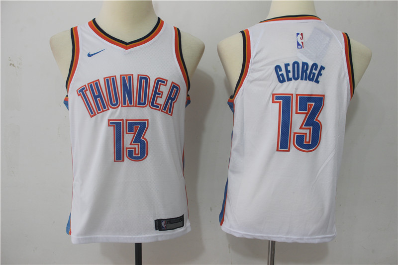  NBA Oklahoma City Thunder #13 Paul George Youth Jersey 2017 18 New Season White Jersey