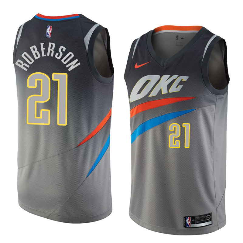  NBA Oklahoma City Thunder #21 Andre Roberson Jersey 2017 18 New Season City Edition Gray Jersey