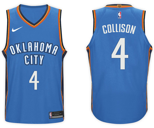  NBA Oklahoma City Thunder #4 Nick Collison Jersey 2017 18 New Season Blue Jersey