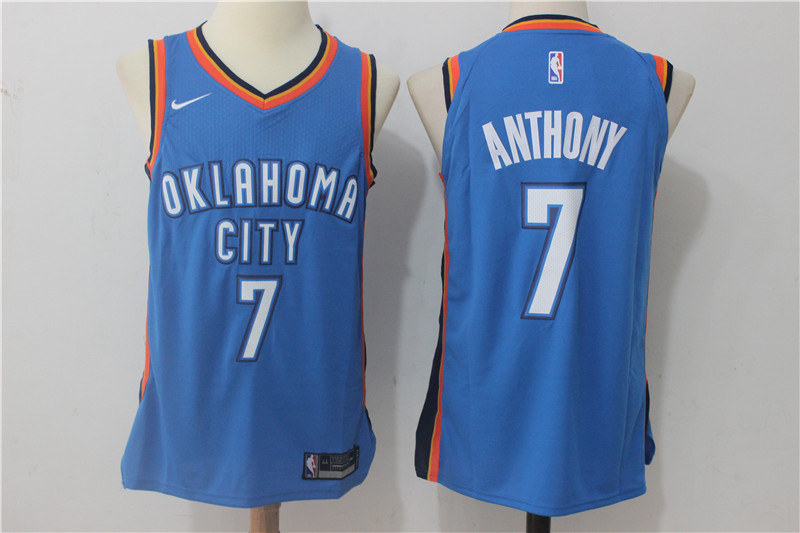  NBA Oklahoma City Thunder #7 Carmelo Anthony Jersey 2017 18 New Season Blue Jersey