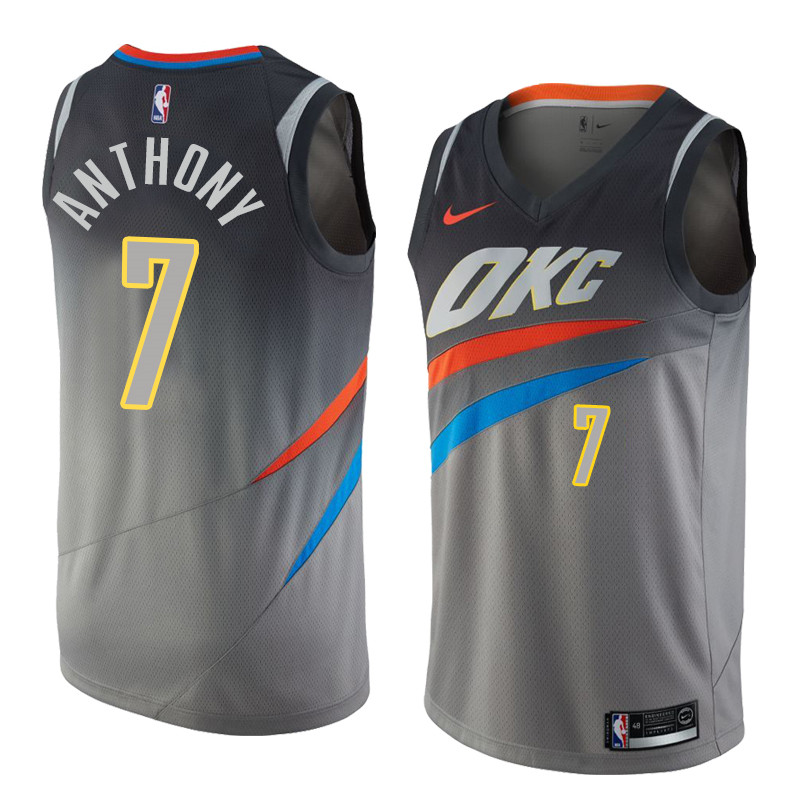  NBA Oklahoma City Thunder #7 Carmelo Anthony Jersey 2017 18 New Season City Edition Gray Jersey