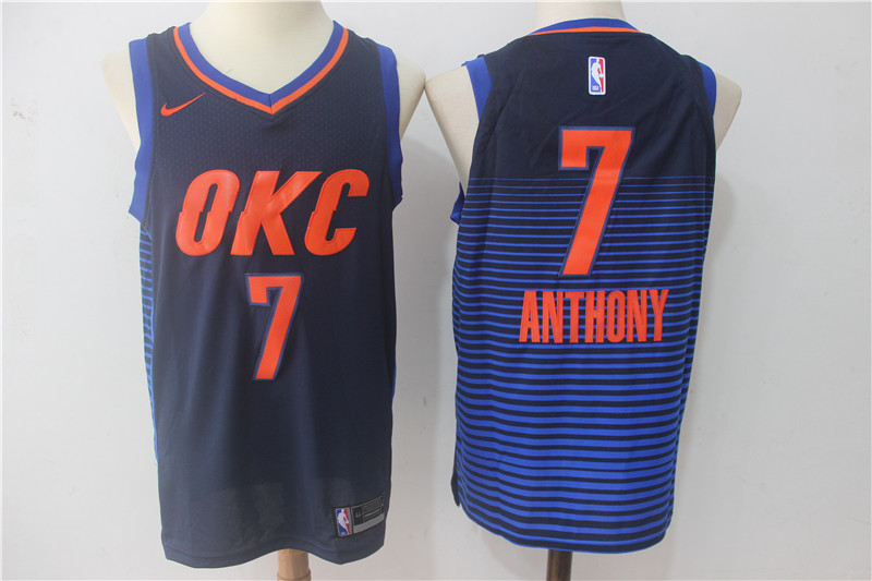  NBA Oklahoma City Thunder #7 Carmelo Anthony Jersey 2017 18 New Season Purple Jersey