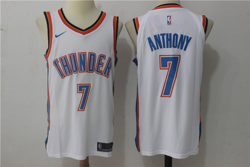  NBA Oklahoma City Thunder #7 Carmelo Anthony Jersey 2017 18 New Season White Jersey