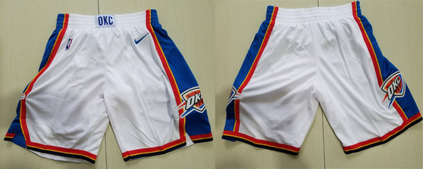  NBA Oklahoma City Thunder 2017 18 New Season White Shorts