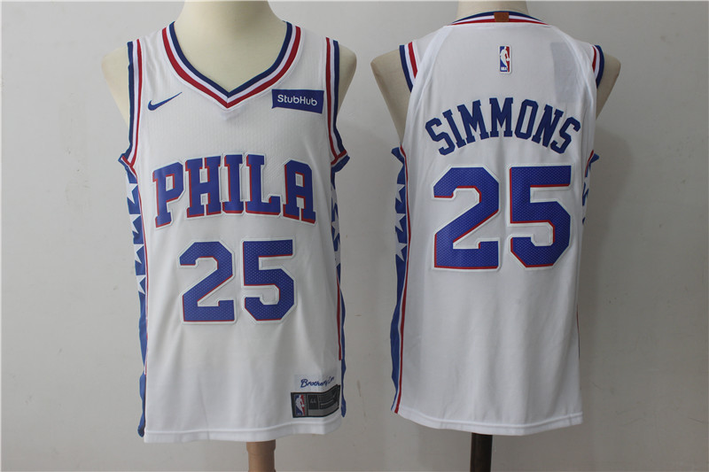  NBA Philadelphia 76ers #25 Ben Simmons Jersey 2017 18 New Season White Jersey