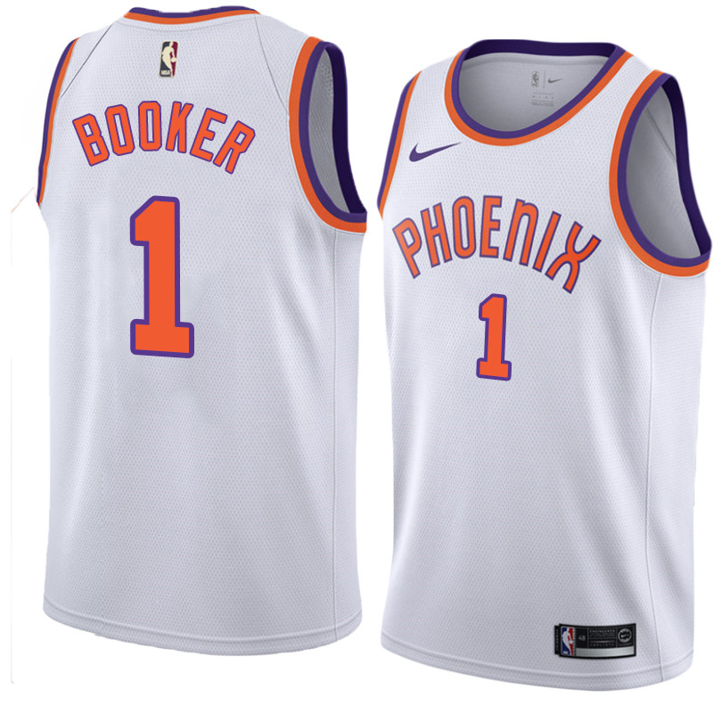  NBA Phoenix Suns #1 Devin Booker Hardwood Classics Swingman White Jersey