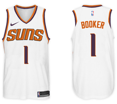  NBA Phoenix Suns #1 Devin Booker Jersey 2017 18 New Season White Jersey