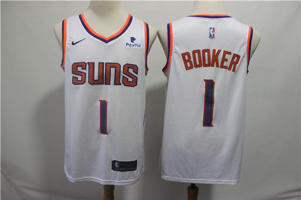  NBA Phoenix Suns #1 Devin Booker Jersey 2018 19 New Season White Jersey