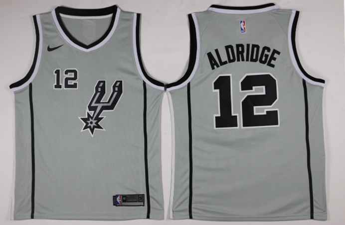  NBA San Antonio Spurs #12 Lamarcus Aldridge Jersey 2017 18 New Season Gray Jersey