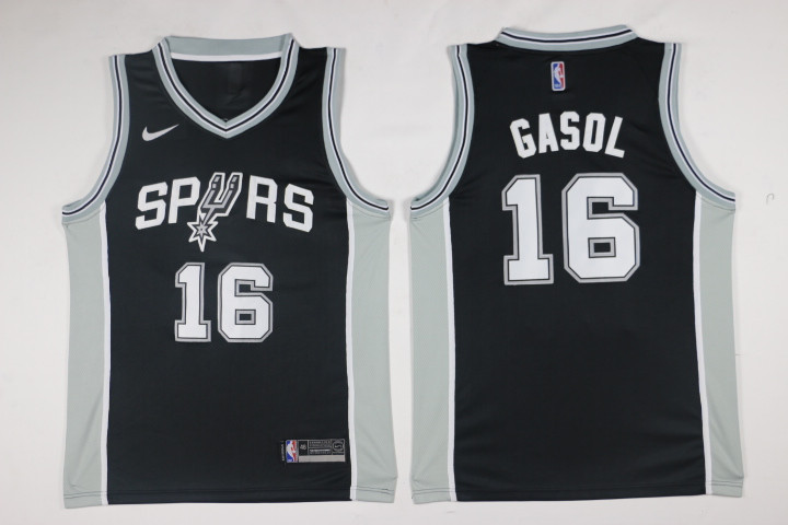  NBA San Antonio Spurs #16 Pau Gasol Jersey 2017 18 New Season Black Jersey