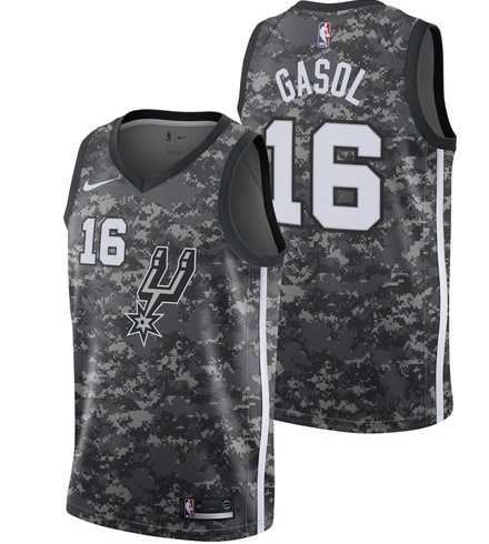  NBA San Antonio Spurs #16 Pau Gasol Jersey 2017 18 New Season City Edition Jersey