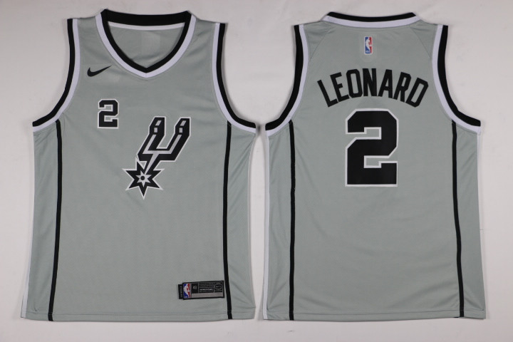  NBA San Antonio Spurs #2 Kawhi Leonard Jersey 2017 18 New Season Gray Jersey